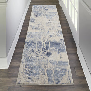 Silky Textures SLY02 Blue/Cream Rug - Baconco