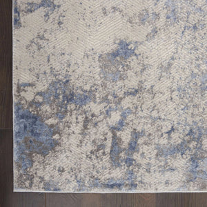 Silky Textures SLY04 Blue/Ivory/Grey Rug - Baconco