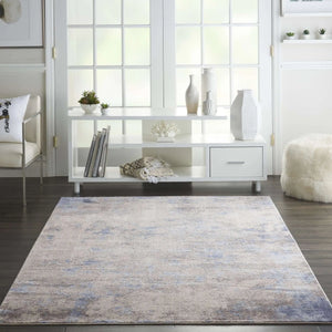 Silky Textures SLY04 Blue/Ivory/Grey Rug - Baconco