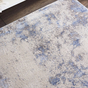 Silky Textures SLY04 Blue/Ivory/Grey Rug - Baconco