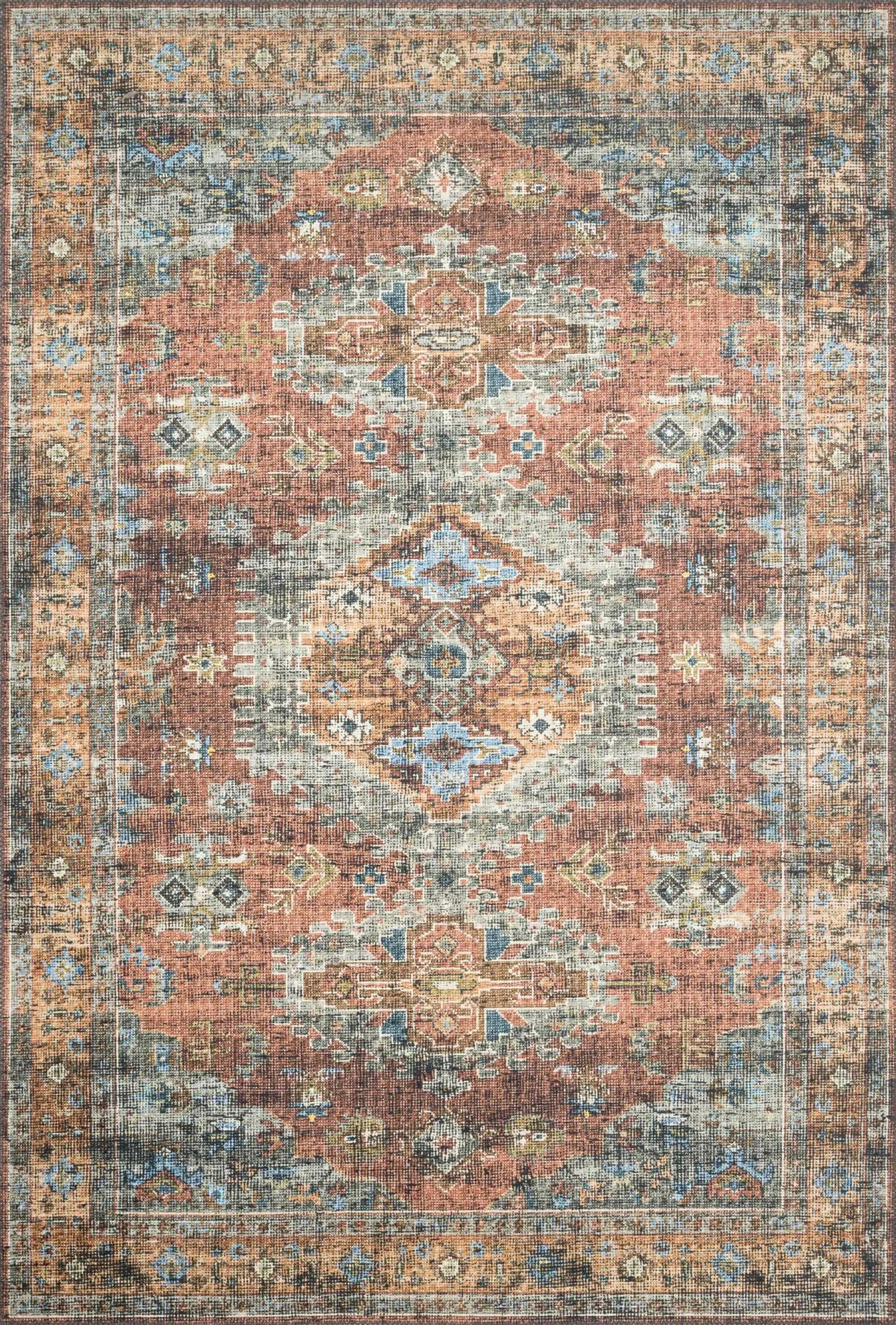 Skye SKY-07 Terracotta/Sky Rug - Baconco