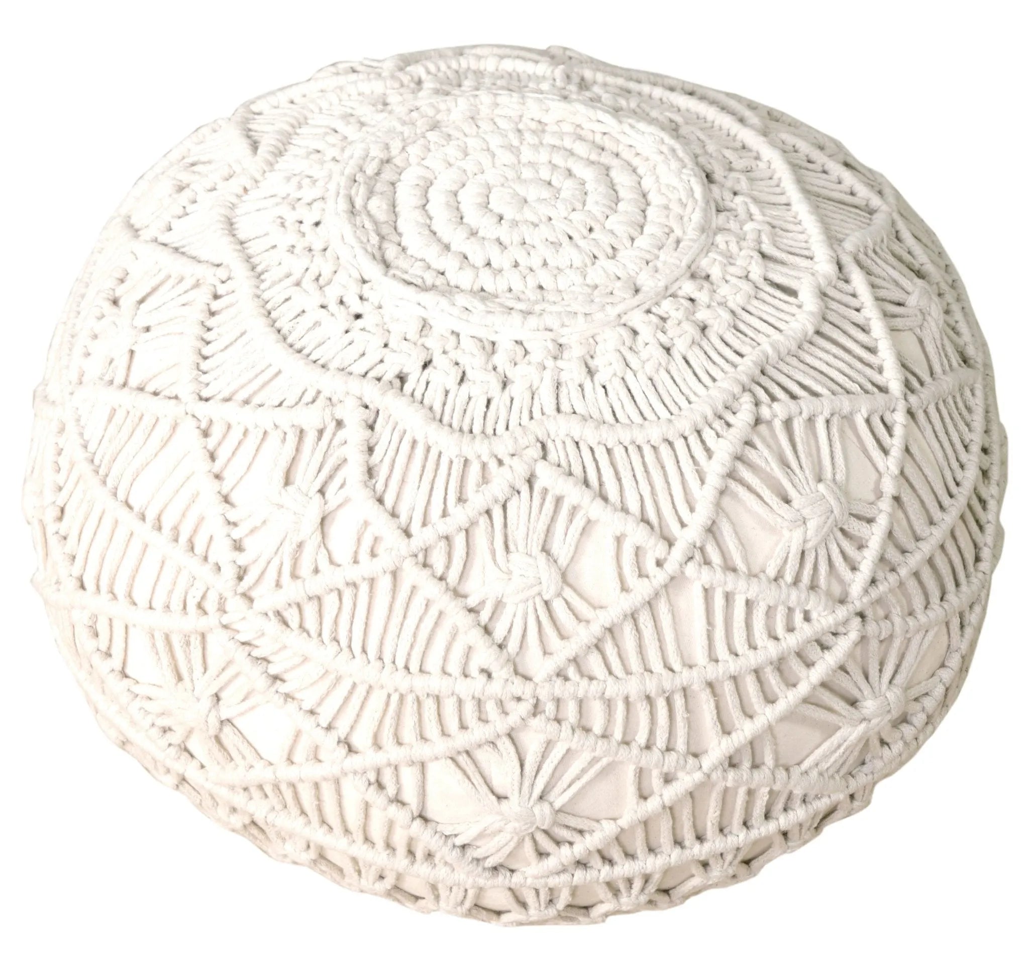 Snow White Macramé LR99707 Pouf - Baconco