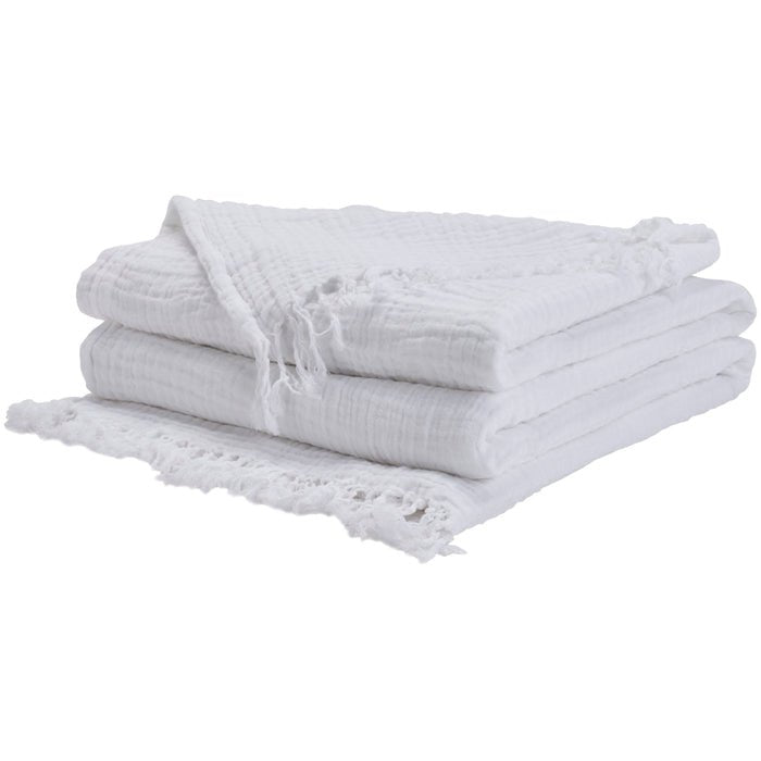 Sofia TH104 White Throw Blanket - Baconco