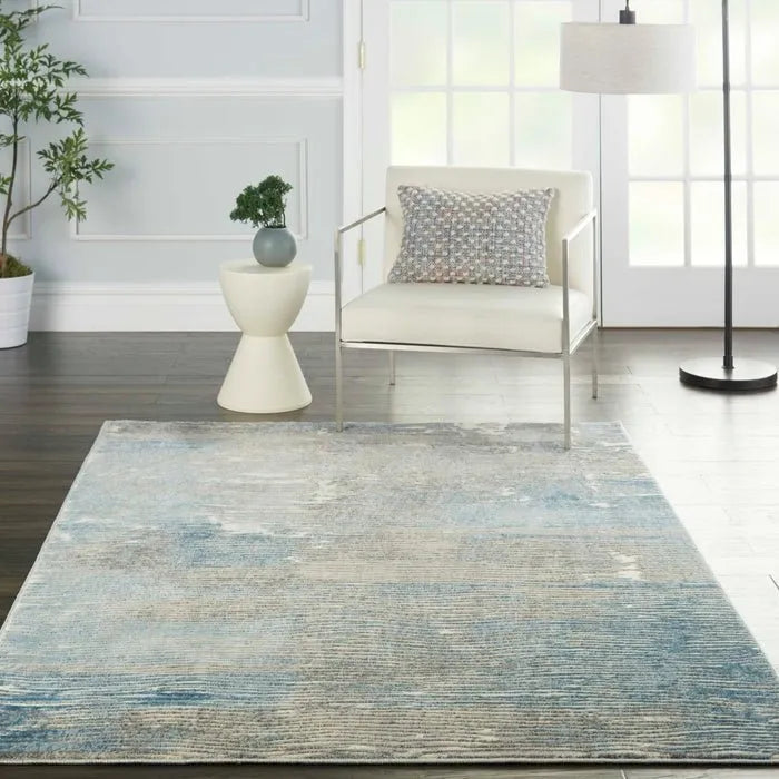 Solace SLA01 Ivory/Grey/Blue Rug - Baconco