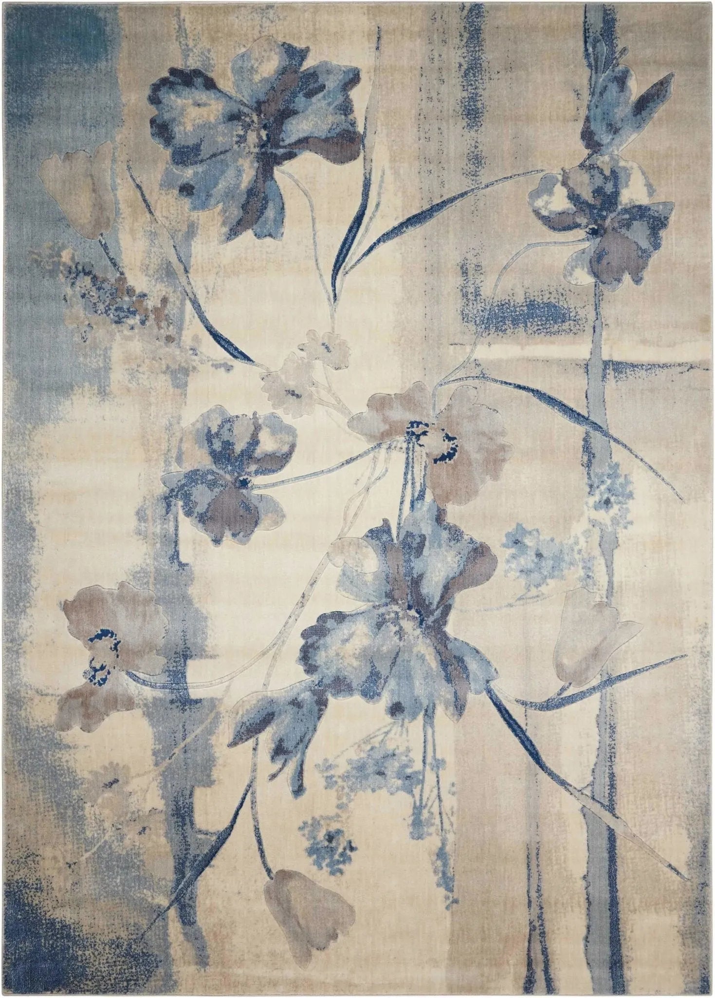 Somerset ST18 Ivory Blue Rug - Baconco