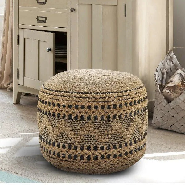 Spruce 34028NBK Natural/Black Pouf - Baconco