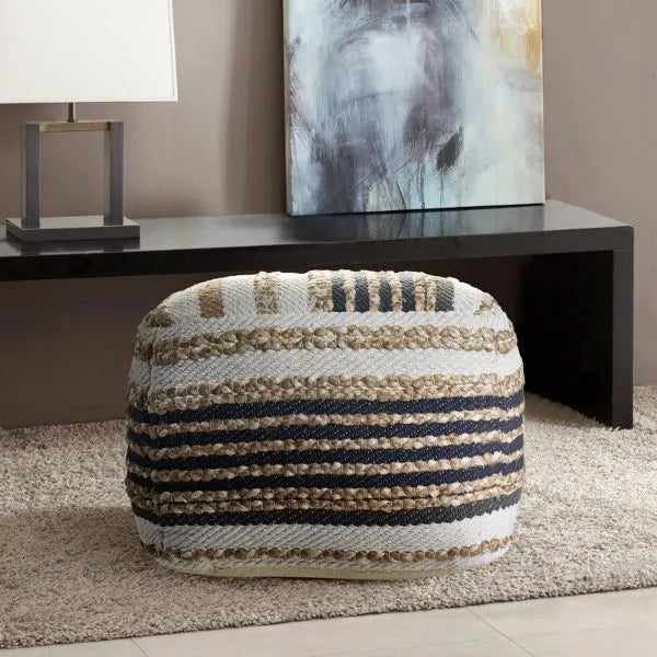 Spruce 99757NBK Natural/Black Pouf - Baconco