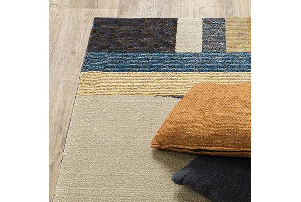 Strada Str01 Gold/Blue Rug - Baconco