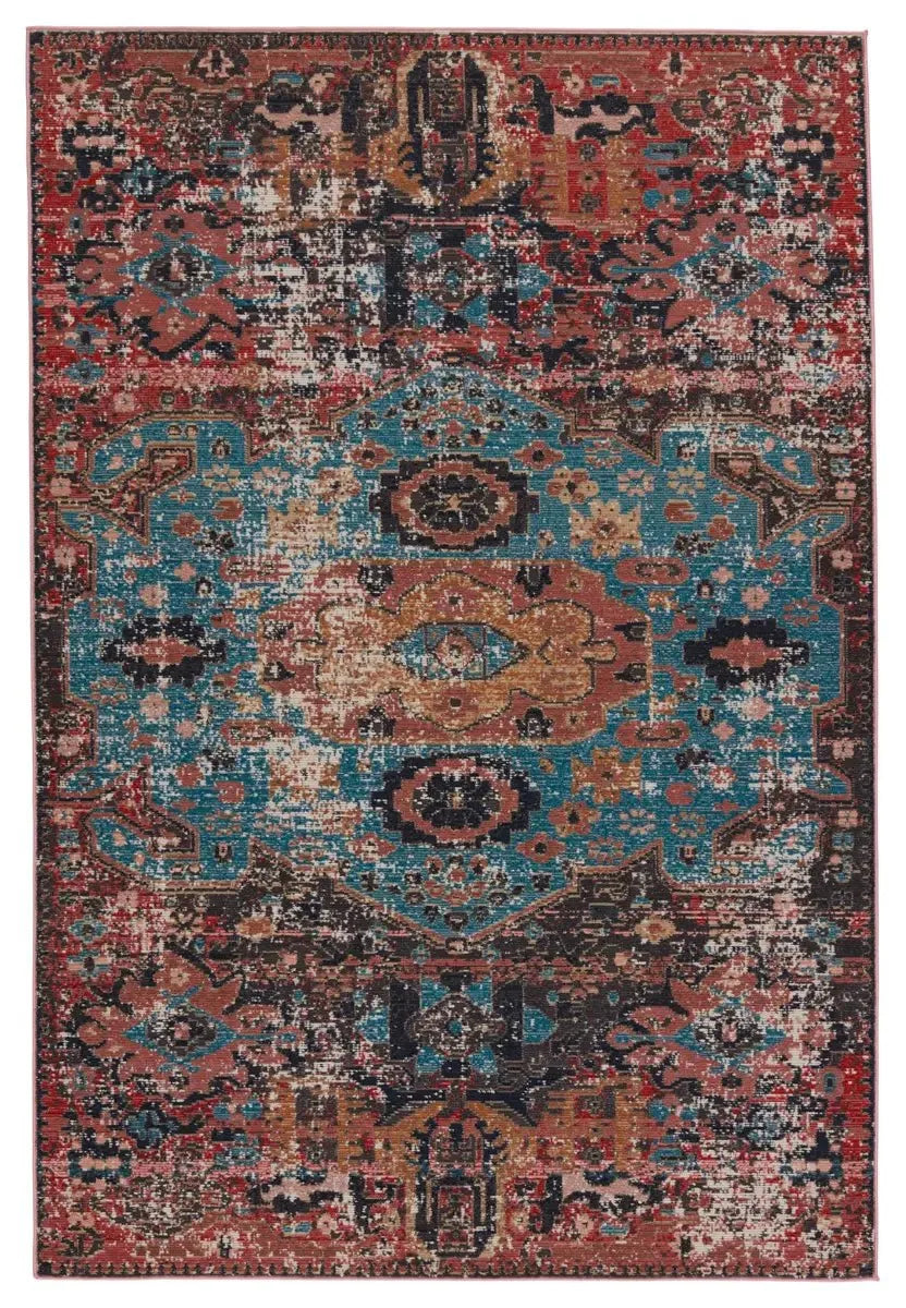 Swoon SWO01 Teal/Red Rug - Baconco