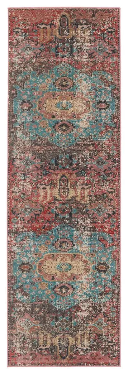 Swoon SWO01 Teal/Red Rug - Baconco