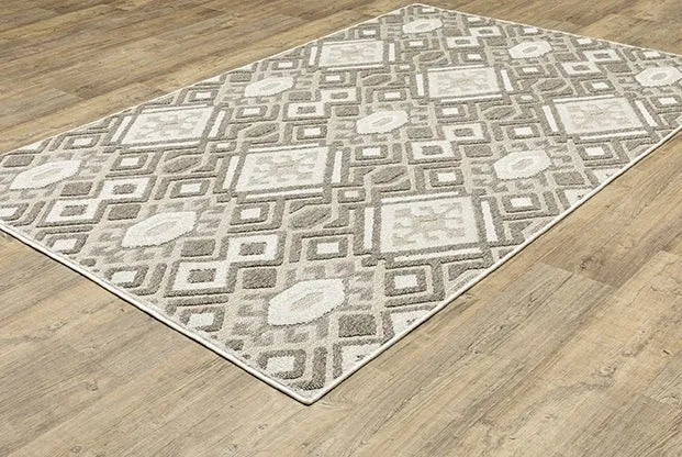 Tangier TAN10 Off-white/Grey Rug - Baconco