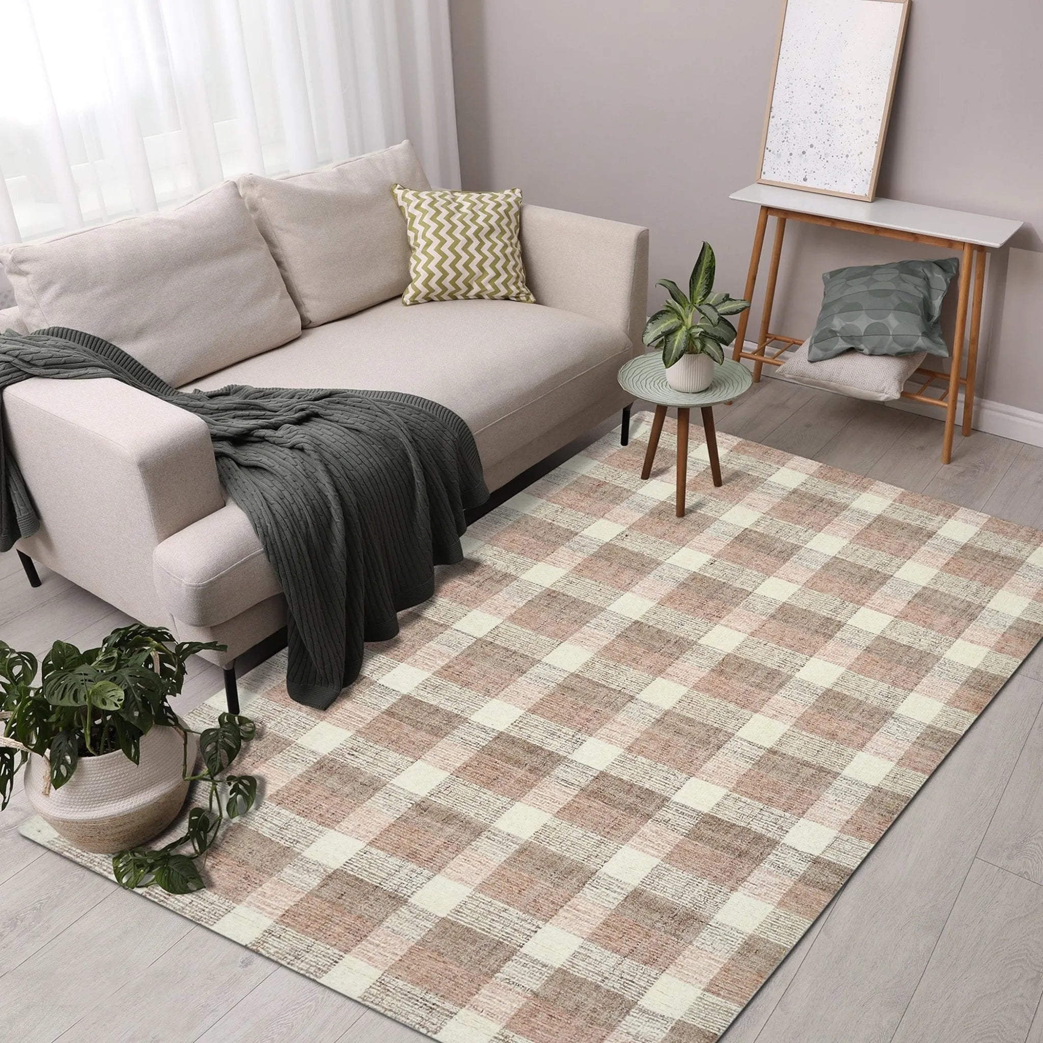 Tartan TRA-14 Rose Gold Rug - Baconco