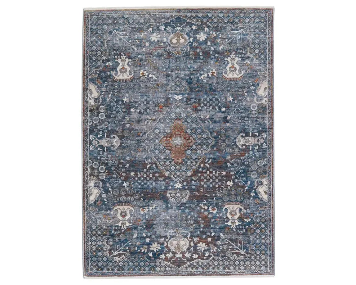 Terra TRR09 Blue/Orange Rug - Baconco