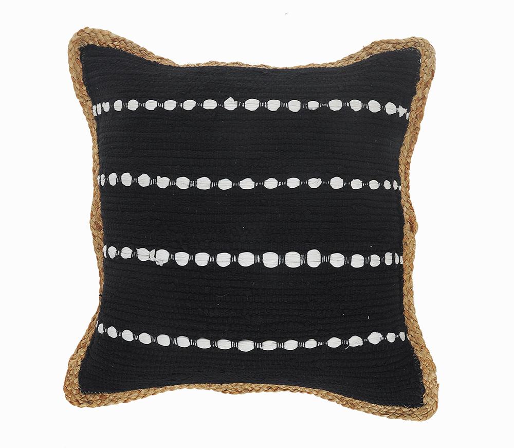 Textured Black and White Bordered LR09949 Throw Pillow - Baconco