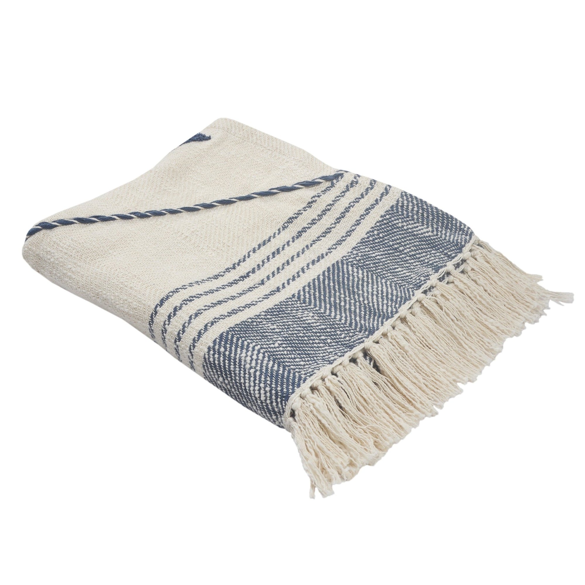 Throws Lr80187 Blue/White Throw Blanket - Baconco