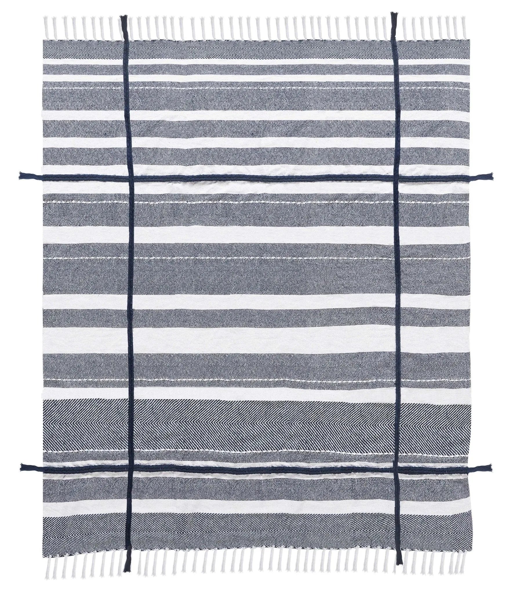 Throws Lr80191 Blue/White Throw Blanket - Baconco