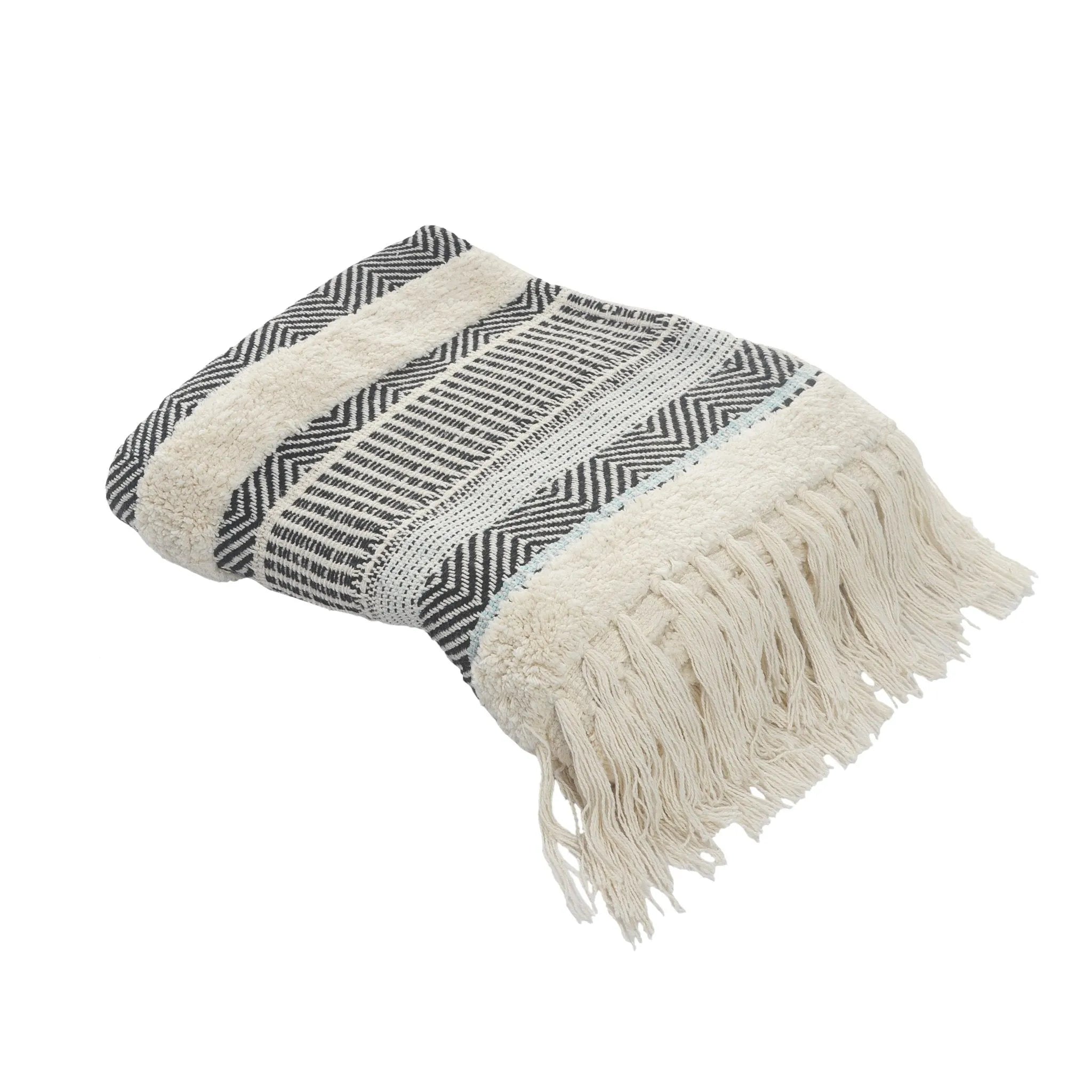 Throws Lr80193 Blue/Cream Throw Blanket - Baconco