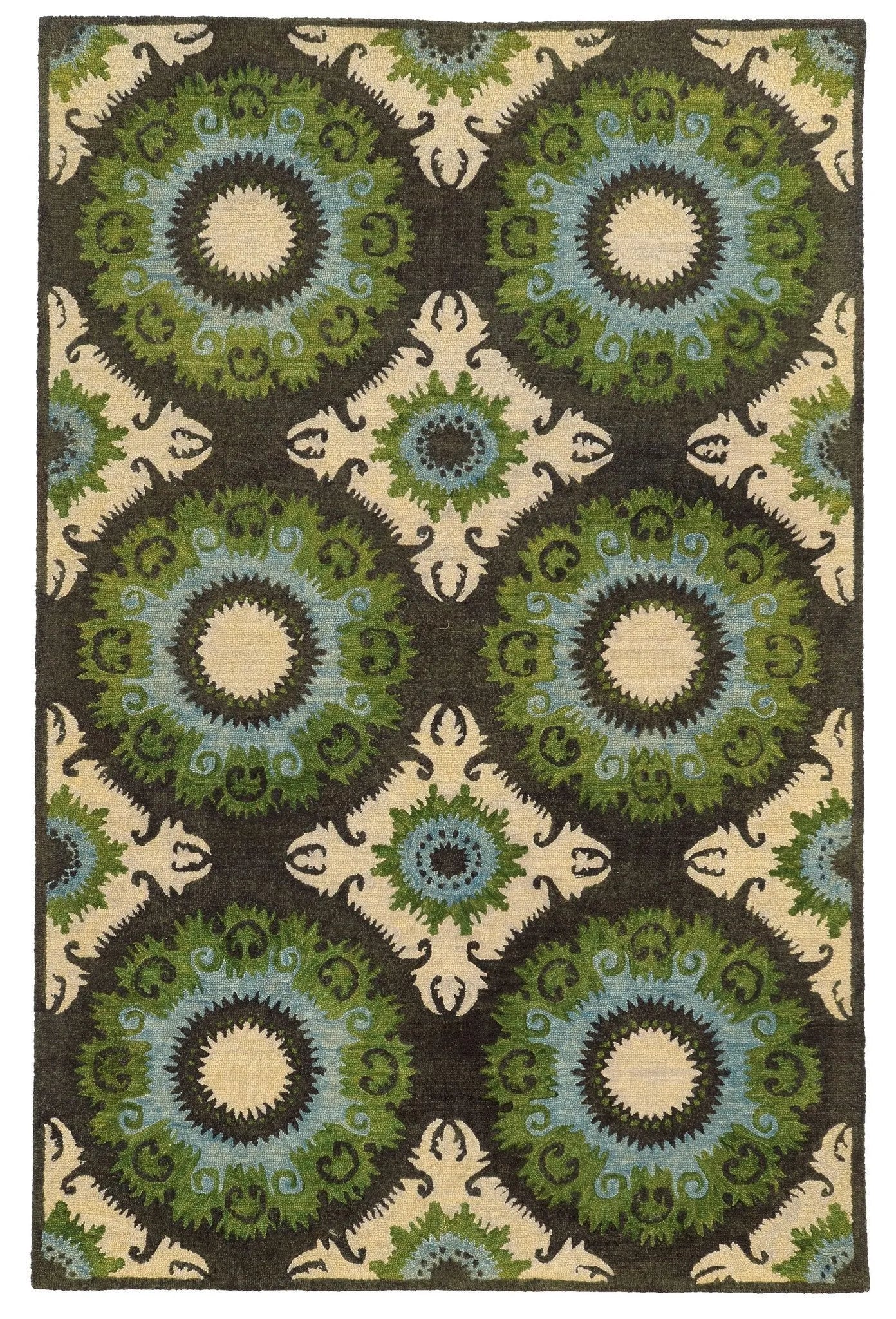 Tommy Bahama Jamison 53307 Black / Green Rug - Baconco