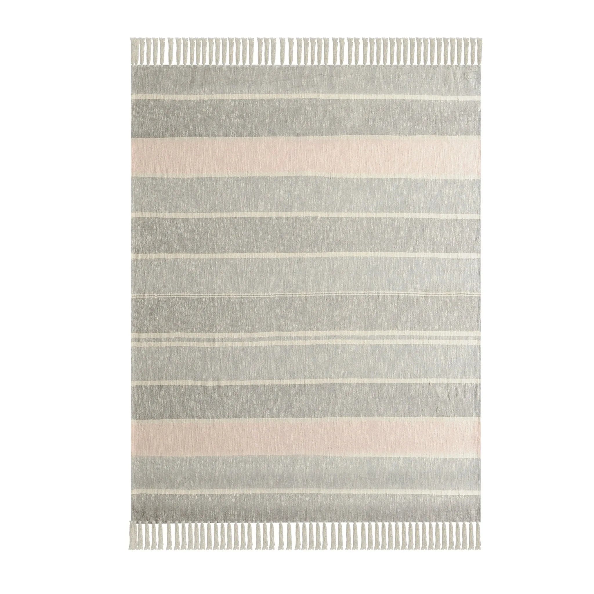 Touch of Blush Striped with FringeLR80183 Throw Blanket - Baconco