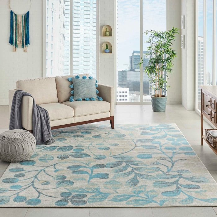 Tranquil TRA03 Ivory/Turquoise Rug - Baconco