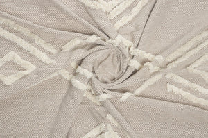 Tufted Geometric Beige and Cream with Fringe LR8018 Throw Blanket - Baconco