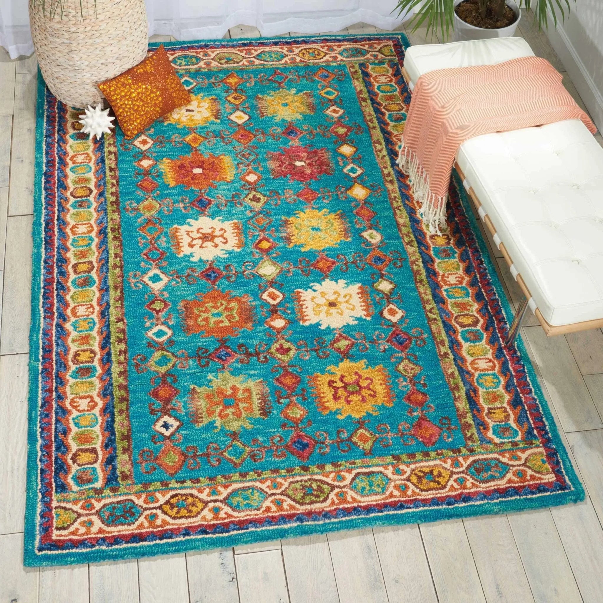 Vibrant VIB09 Teal Rug - Baconco