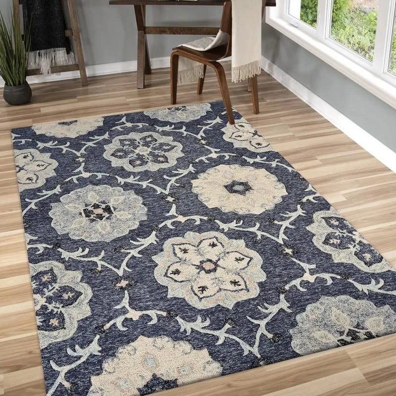 Victorian Lr081582 Dark Gray/Blue Rug - Baconco