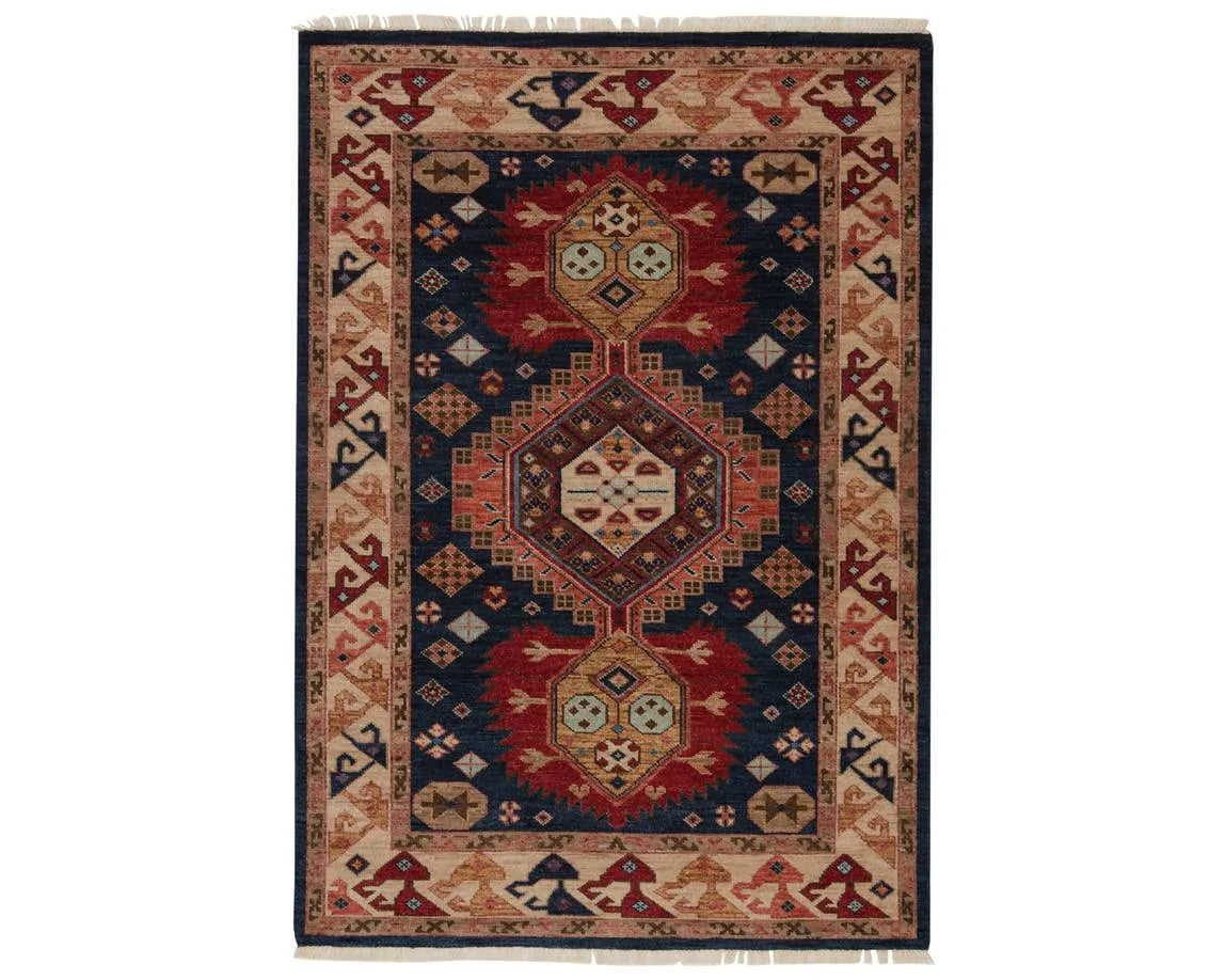 Village By Artemis VBA05 Karter Majolica Blue/Rumba Red Rug - Baconco