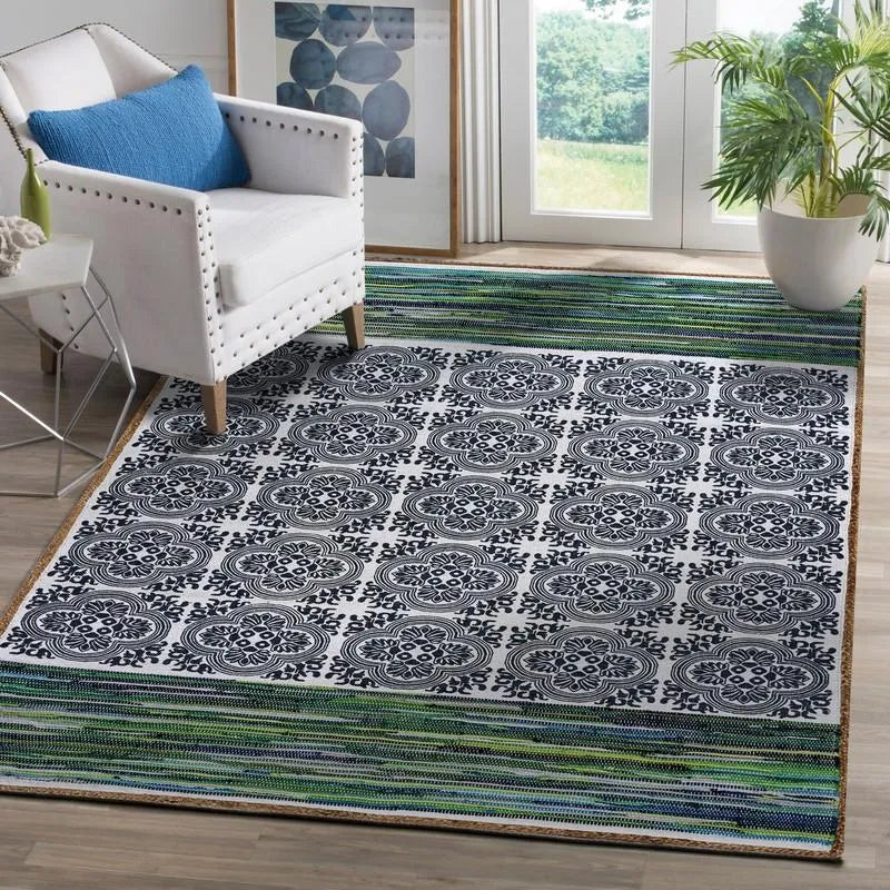 Vogue Lr99971 Navy/Green Rug - Baconco