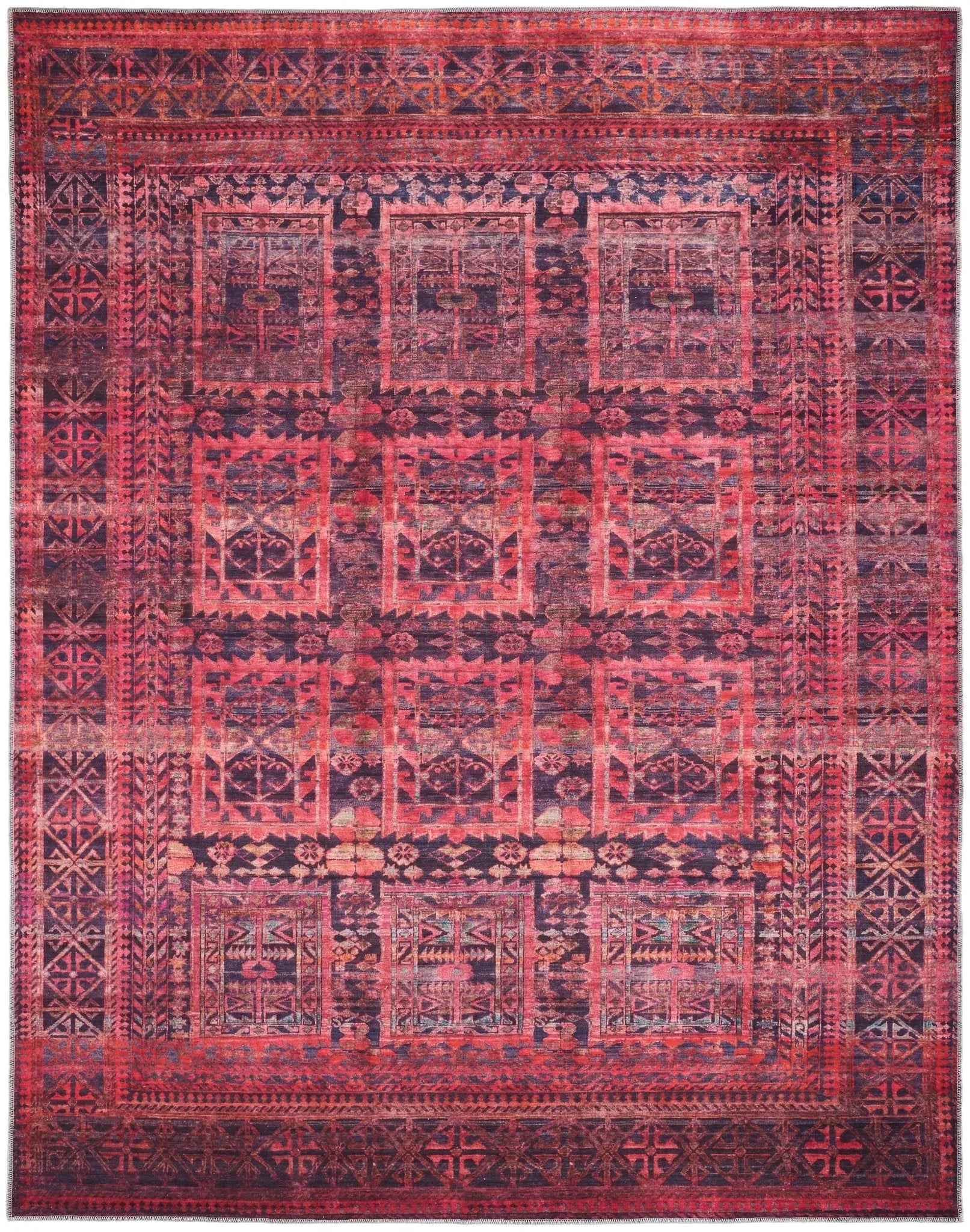 Voss VOS39H9F Red/Grey Rug - Baconco