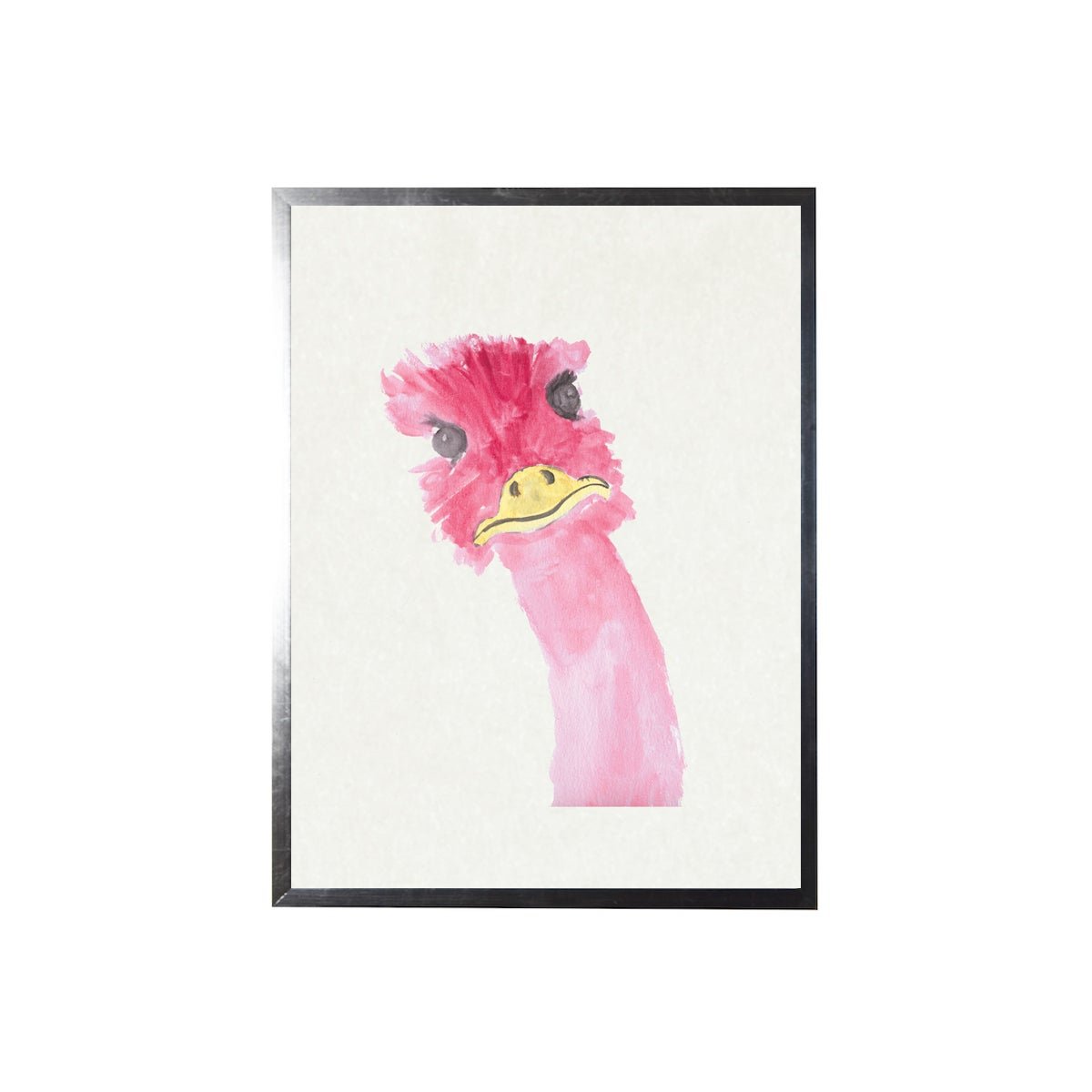 Watercolor Pink Emu Framed Art - Baconco