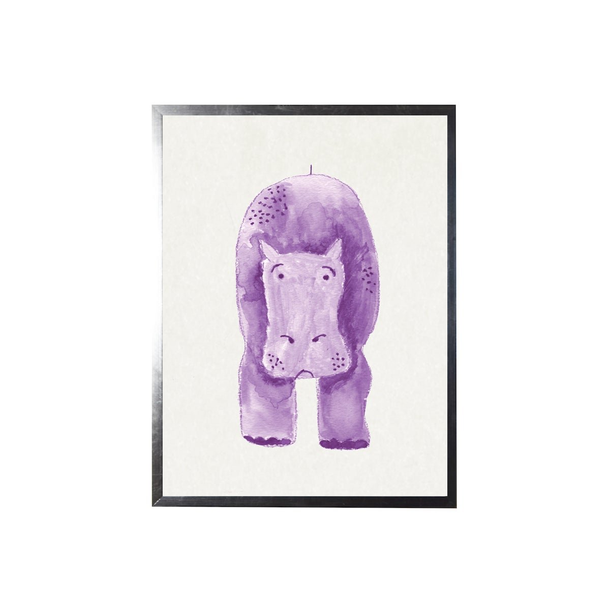 Watercolor Purple Hippo Framed Art - Baconco
