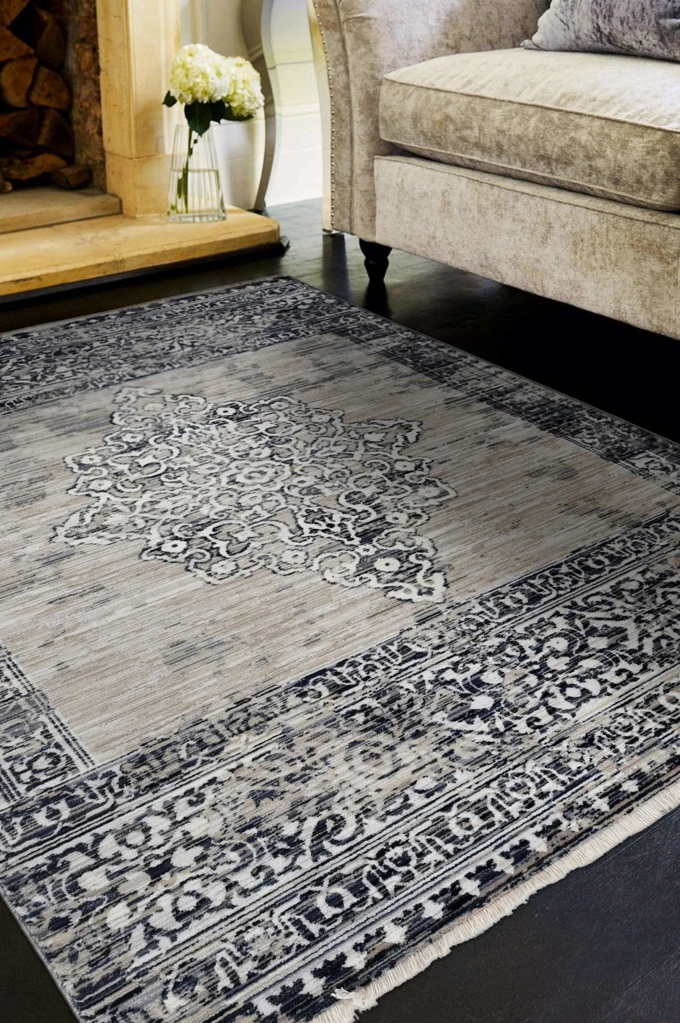 Westerly 7650 Ria Sand/Charcoal Rug - Baconco