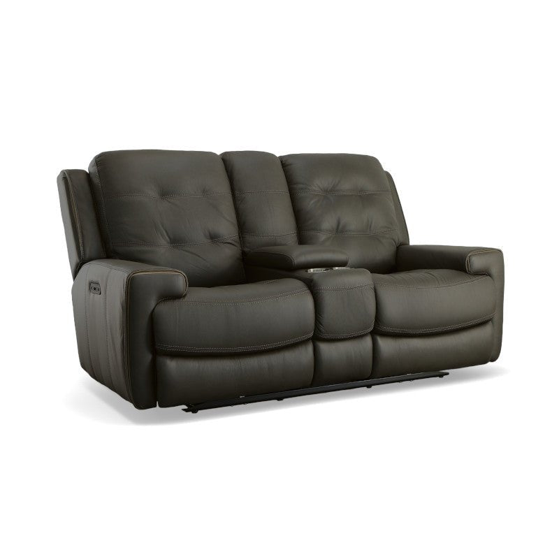 Wicklow Power Reclining Loveseat with Console and Power Headrests - Baconco