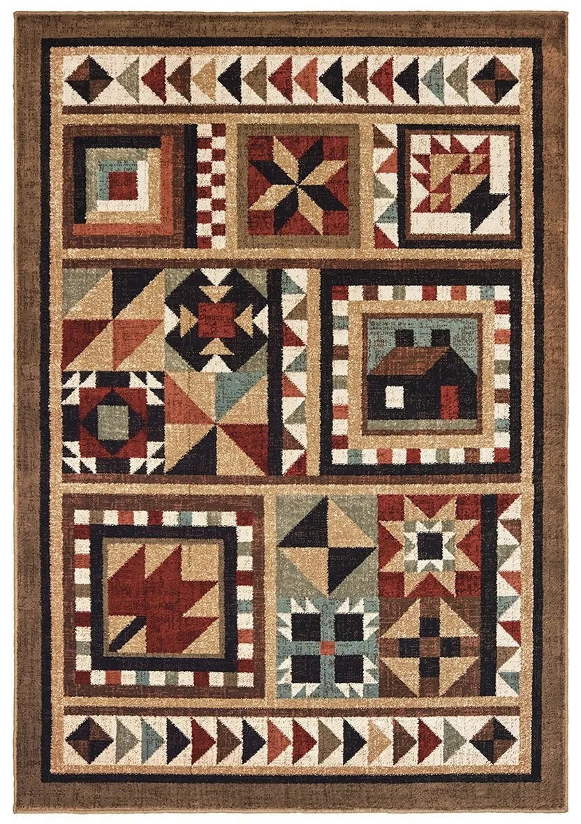 Woodlands 9596A Brown Multi Rug - Baconco