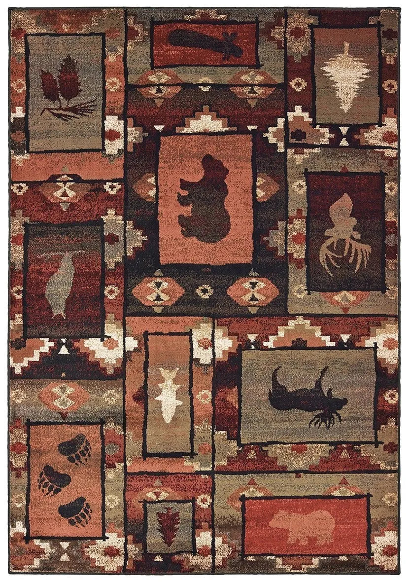 Woodlands 9601D Brown Rust Rug - Baconco