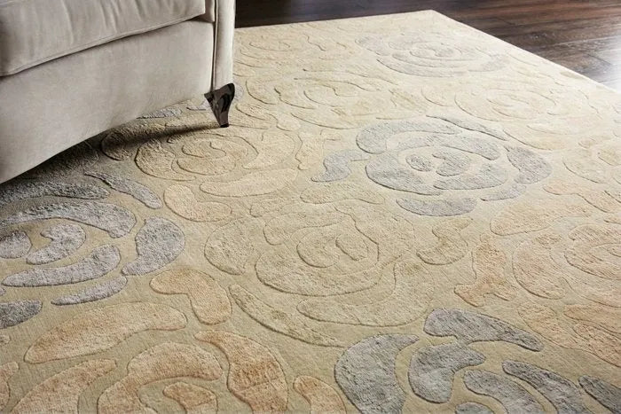 Wool & Silk CGS20 Sand Shell/Light Chic Grey Rug - Baconco