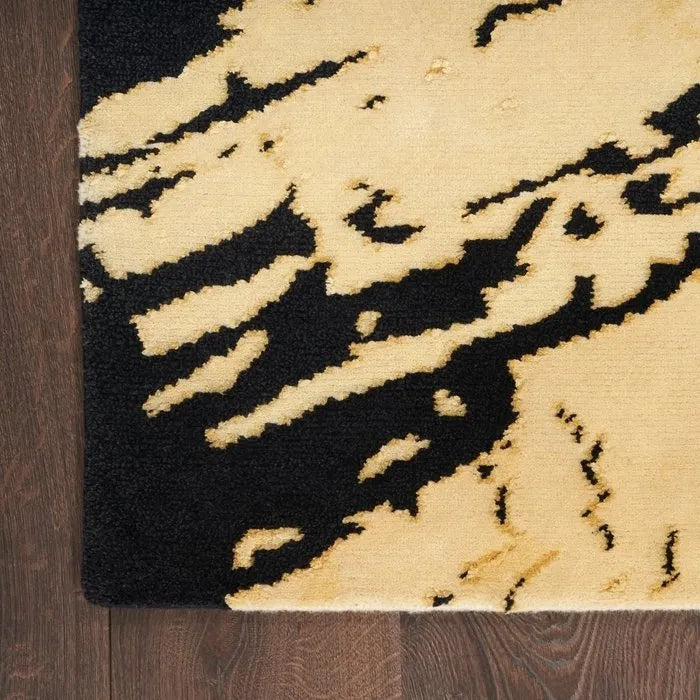 Wool & Silk CGS36 Gold/Black Rug - Baconco