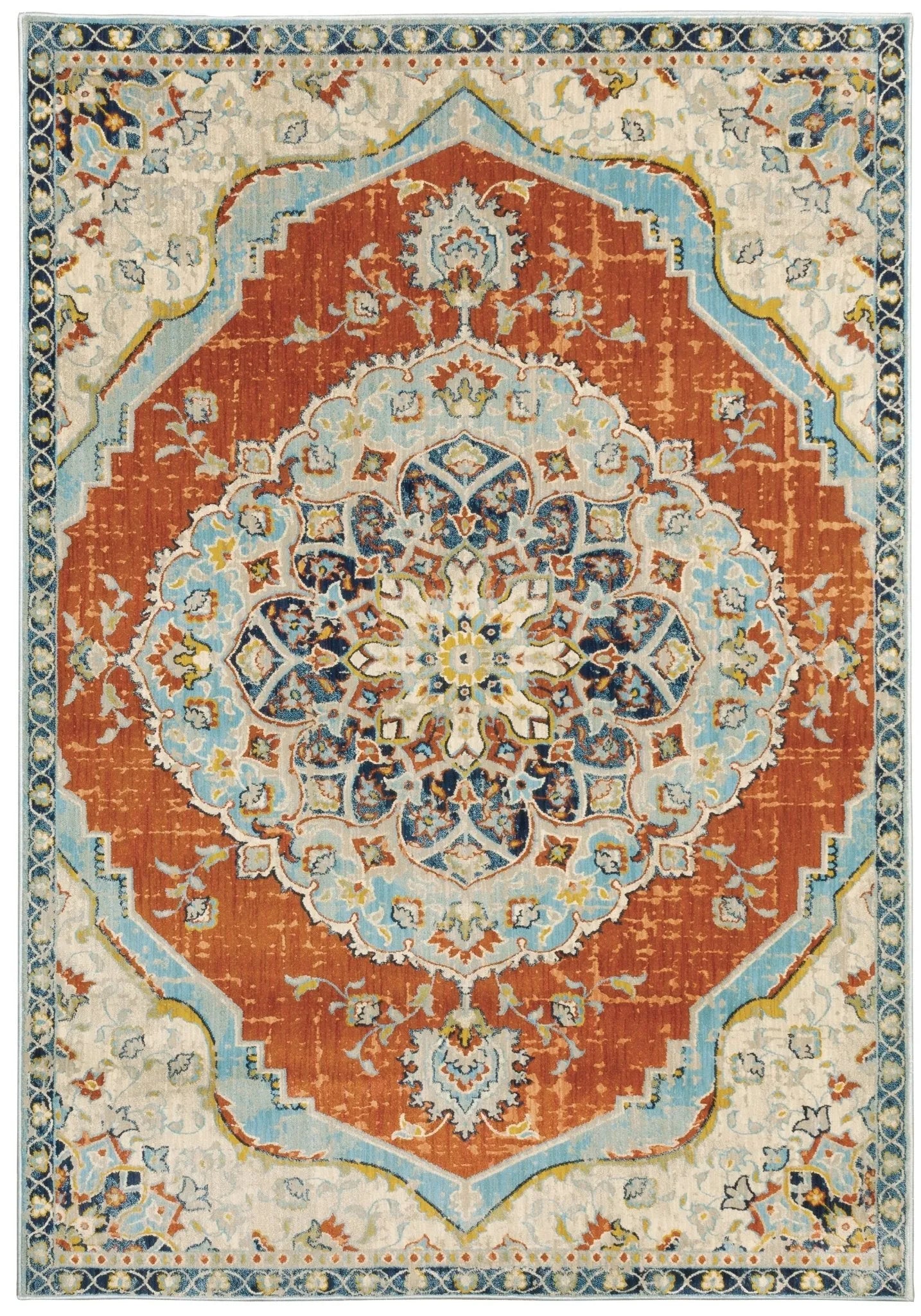 Xanadu 1332Q Orange/Blue Rug - Baconco