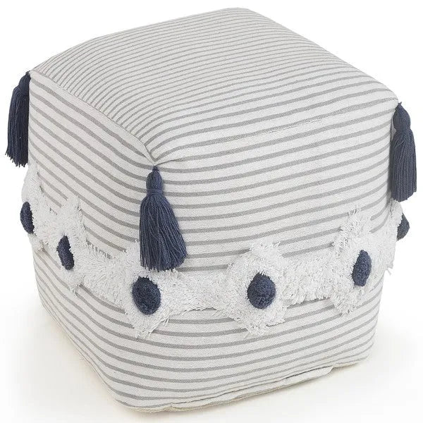 Zadia 99769GYW Grey/White Pouf - Baconco