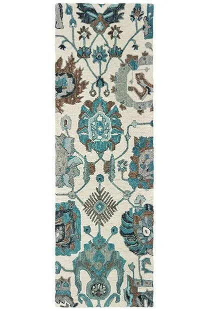 Zahra 75503 Ivory Blue Rug - Baconco