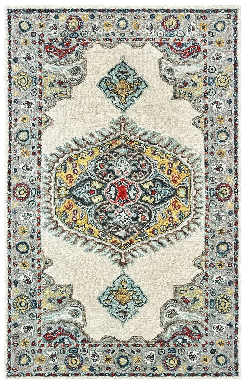 Zahra 75505 Ivory Grey Rug - Baconco