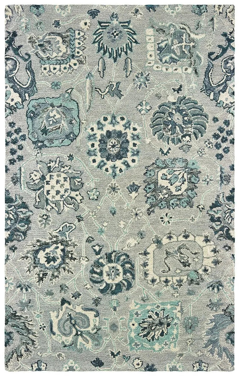 Zahra 75508 Grey Blue Rug - Baconco