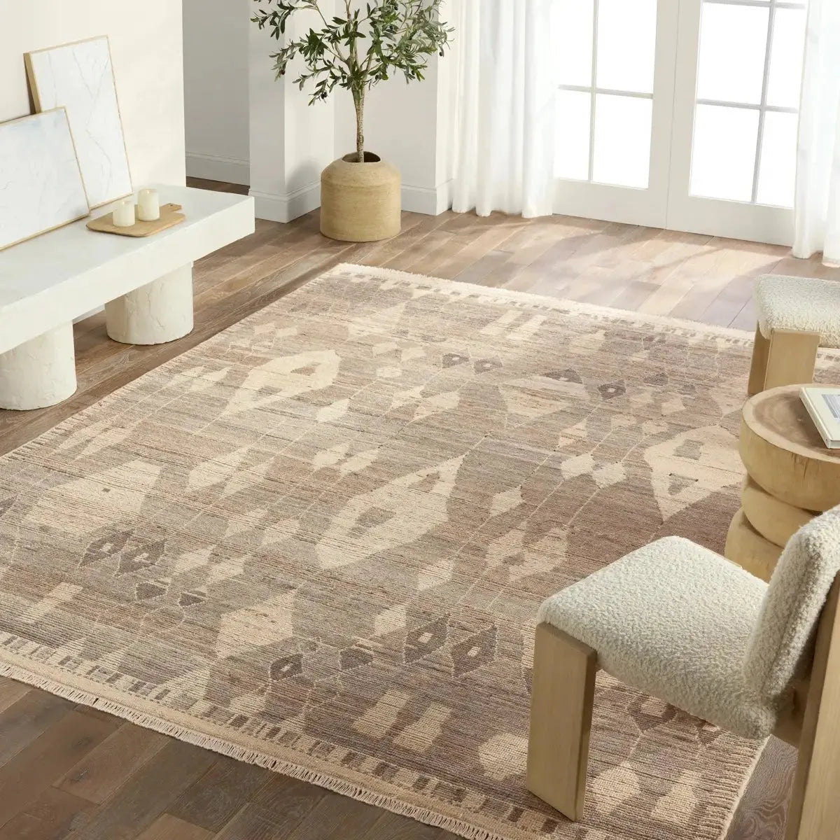 Zaira ZRA02 Light Brown/Cream Rug - Baconco