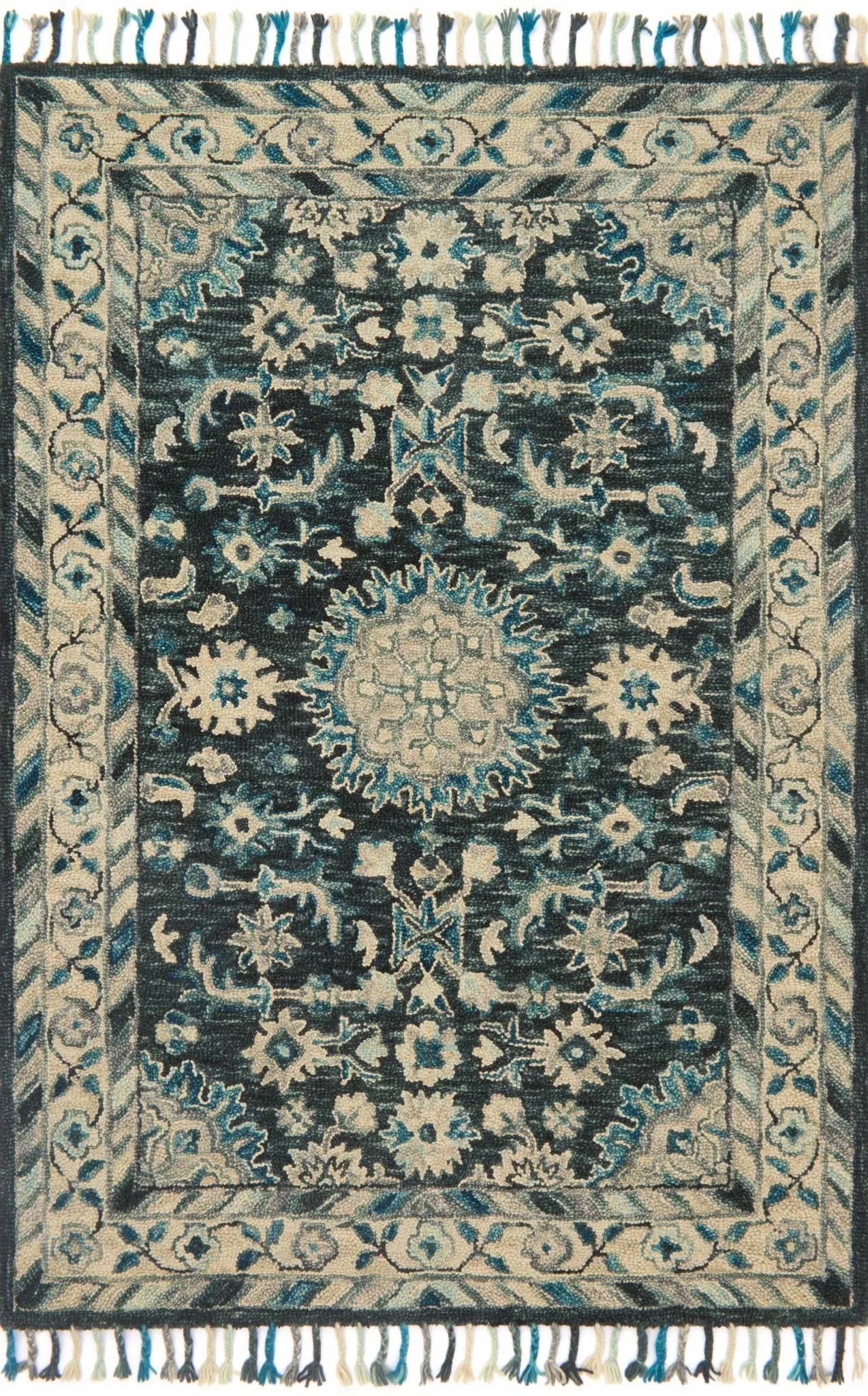 Zharah ZR 02 Teal / Grey Rug - Baconco