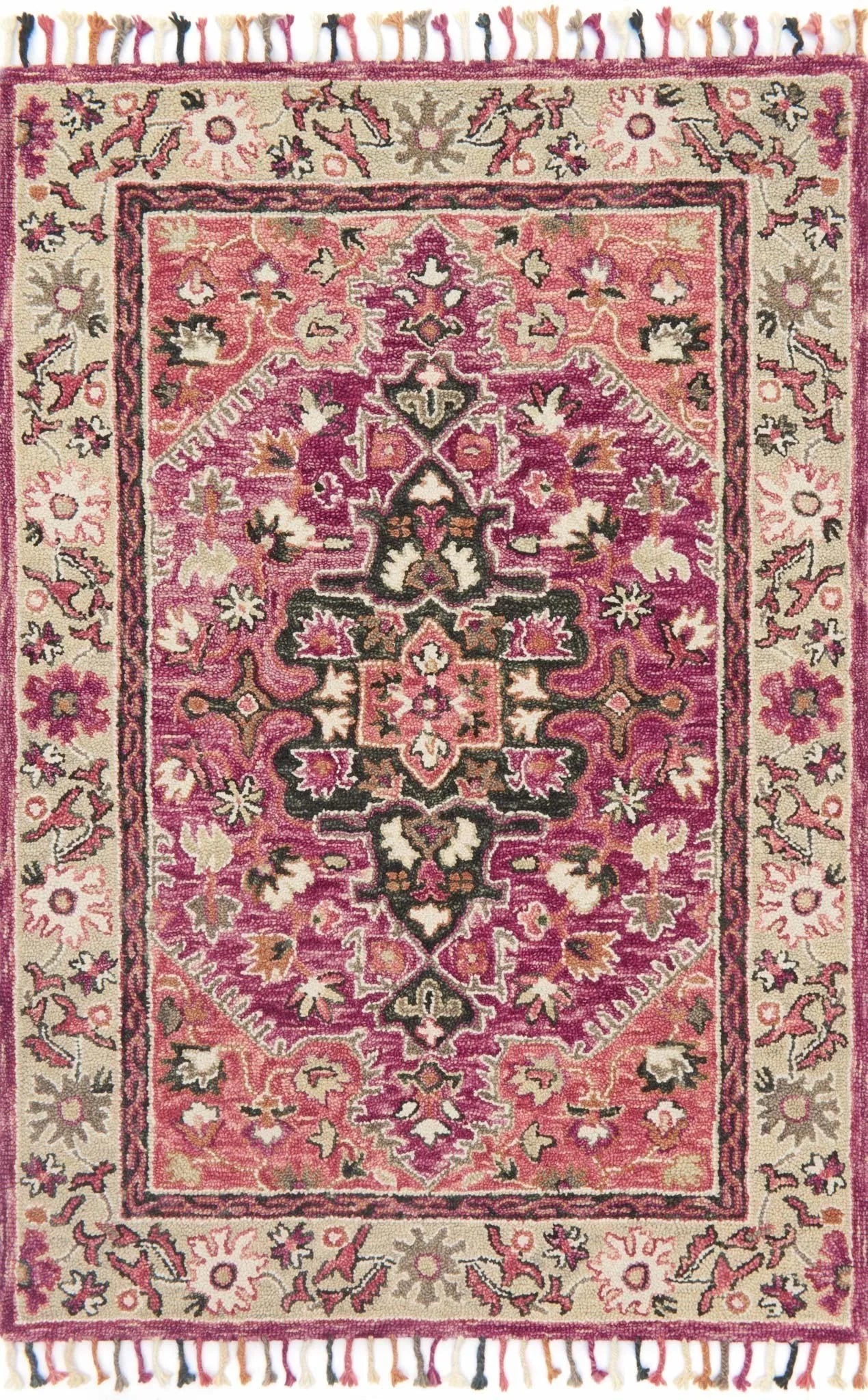 Zharah ZR 05 Raspberry / Taupe Rug - Baconco