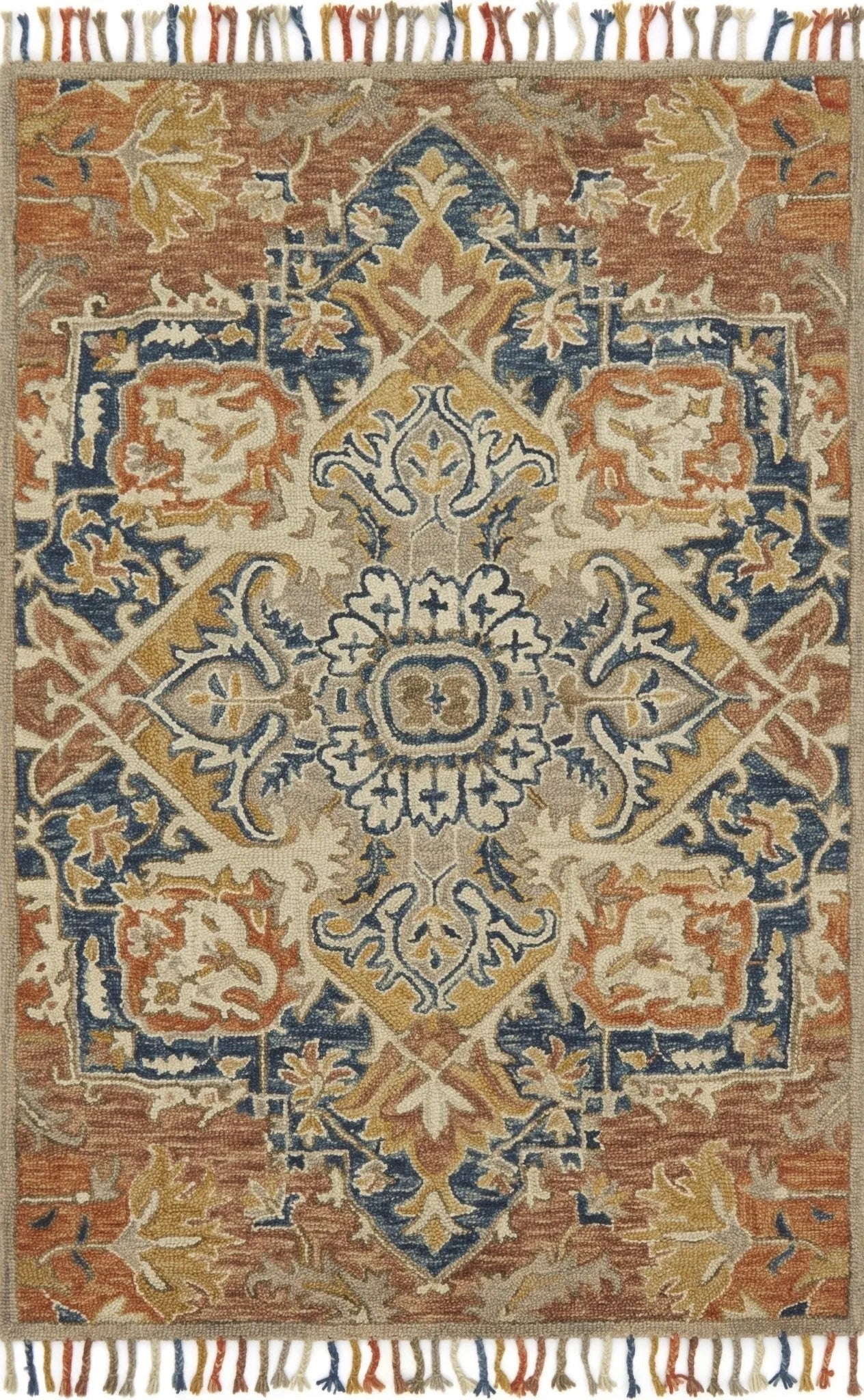 Zharah ZR 10 Rust / Blue Rug - Baconco