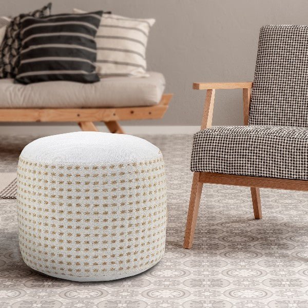 Zion 34029NTW Natural/White Pouf - Baconco