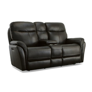 Zoey Power Reclining Loveseat with Console and Power Headrests - Baconco